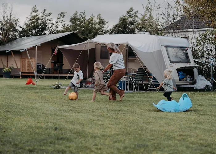 Camping De Tulpenweide lege Kampeerplaats, lege plaats op het gras zonder bed